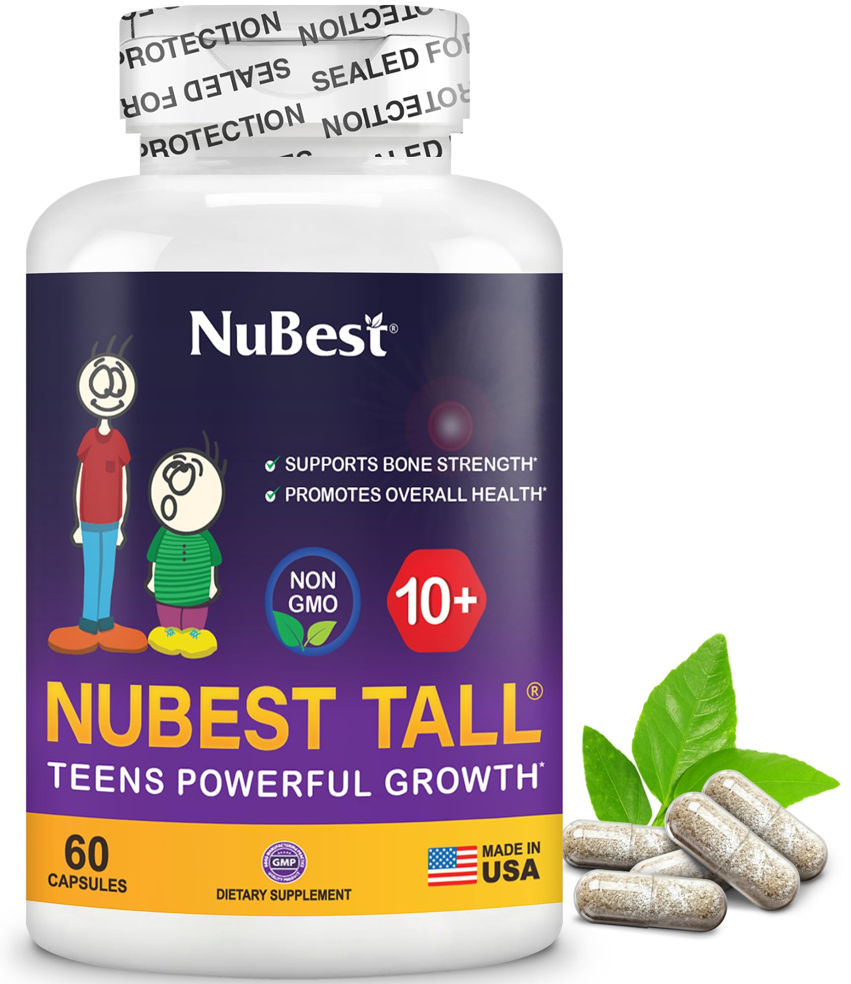 NuBest Tall 10+ Premium Bone Strength Formula, Enhanced Immunity and Overall Health for Age 10+ with Calcium, Vitamin D3, Vitamin K2, and Multivitamins | 60 Capsules | 1 Month Supply NuBestAu supplements