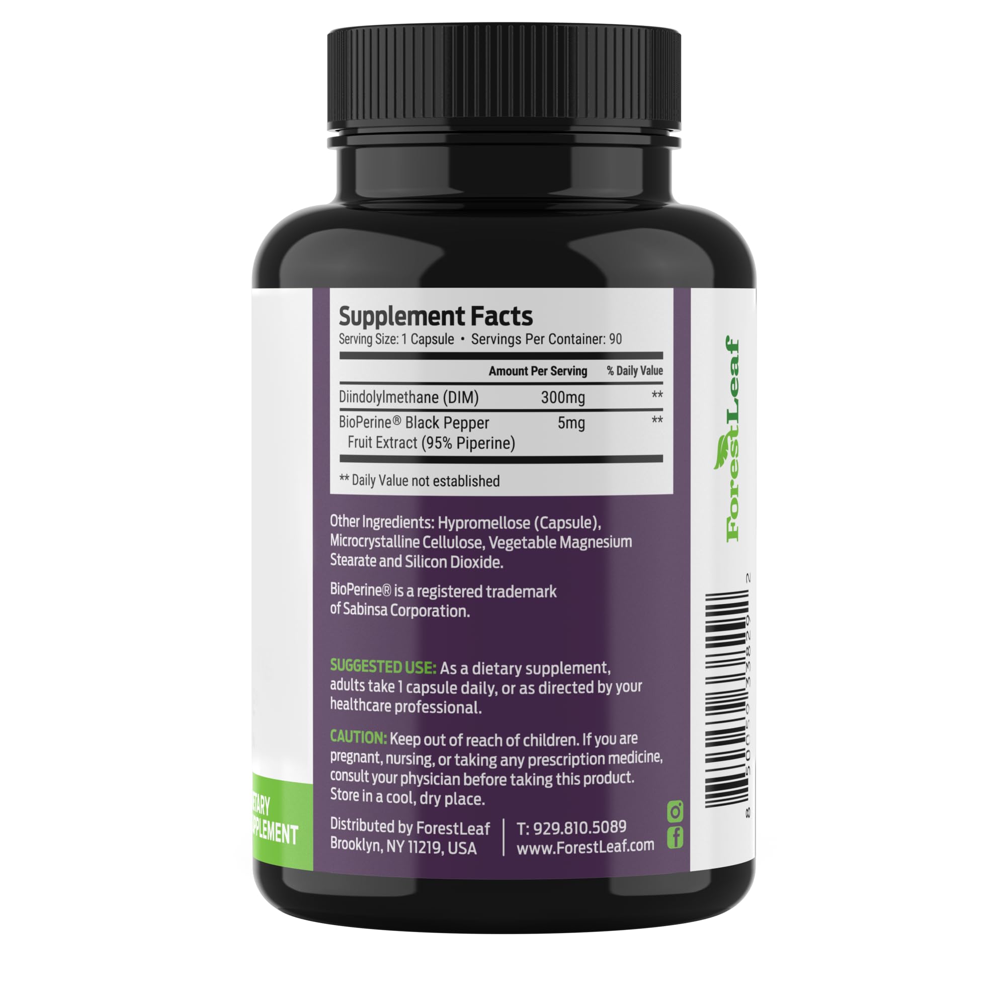 ForestLeaf DIM Supplement - 300mg DIM Estrogen Supplement for Women/Men - Diindolylmethane with BioPerine Black Pepper - Support for Detox, Metabolism, Hormone Balance & Menopause - 90 Caps ForestLeafAu supplements