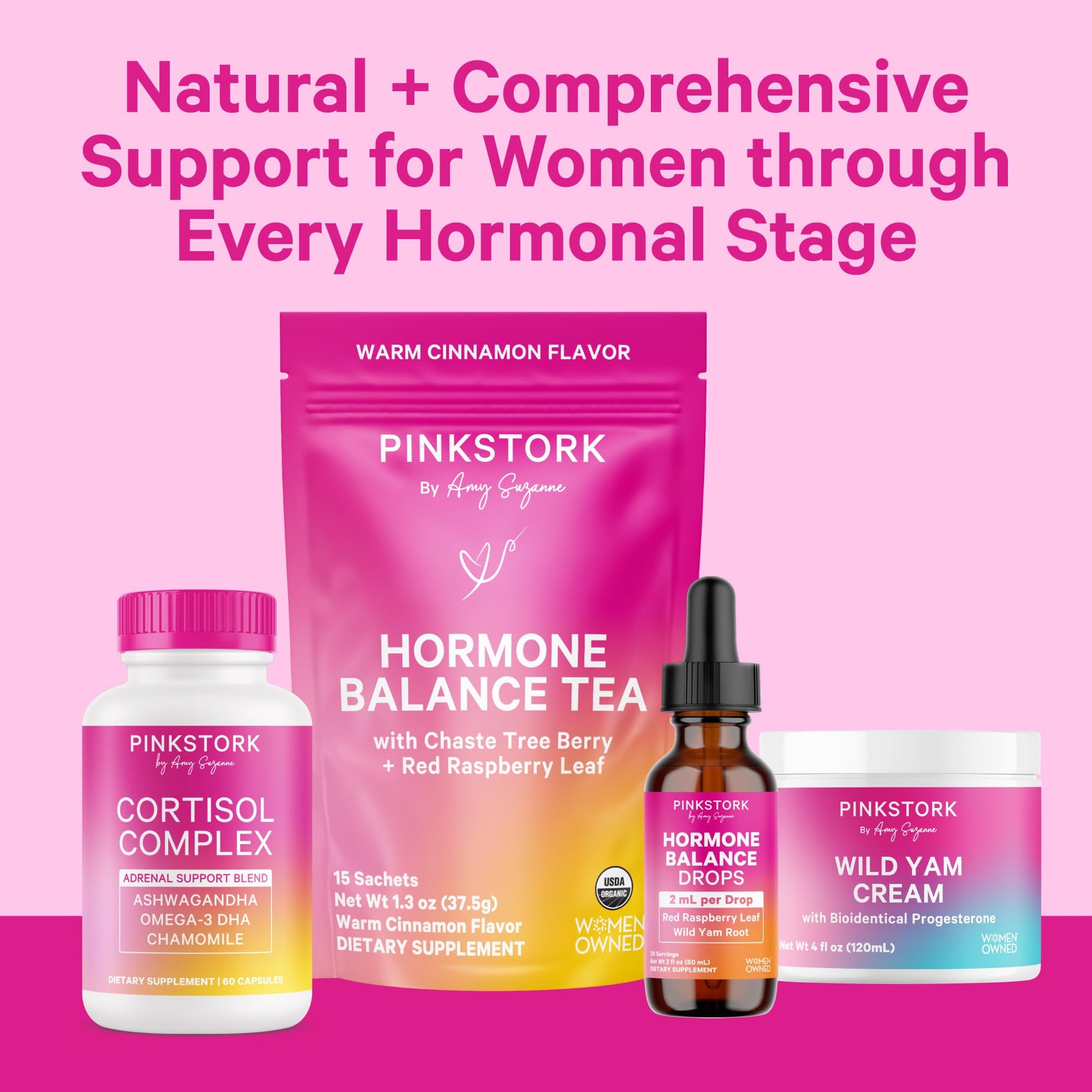 Pink Stork Hormone Balance Drops for Women - Supports Hormonal Health, PMS, Perimenopause & Mood, with Red Raspberry Leaf & Wild Yam - Liquid Supplement - Vegan, 2oz, 30 Servings Pink StorkAu supplements