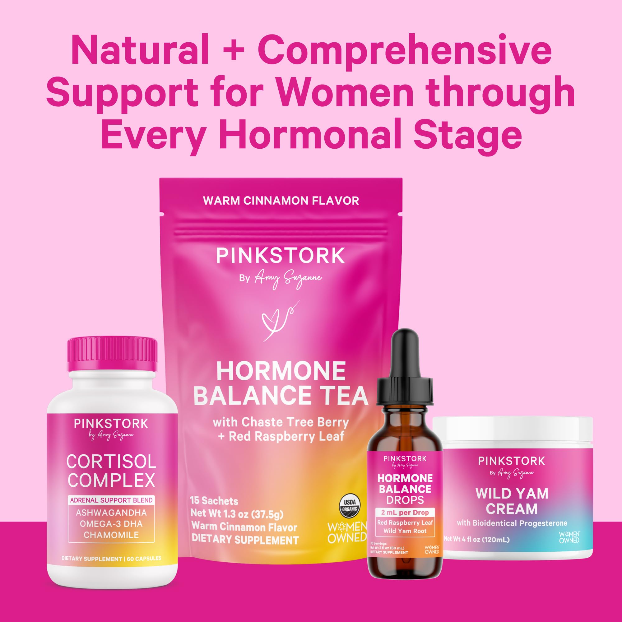 Pink Stork Hormone Balance Drops for Women - Supports Hormonal Health, PMS, Perimenopause & Mood, with Red Raspberry Leaf & Wild Yam - Liquid Supplement - Vegan, 2oz, 30 Servings Pink StorkAu supplements