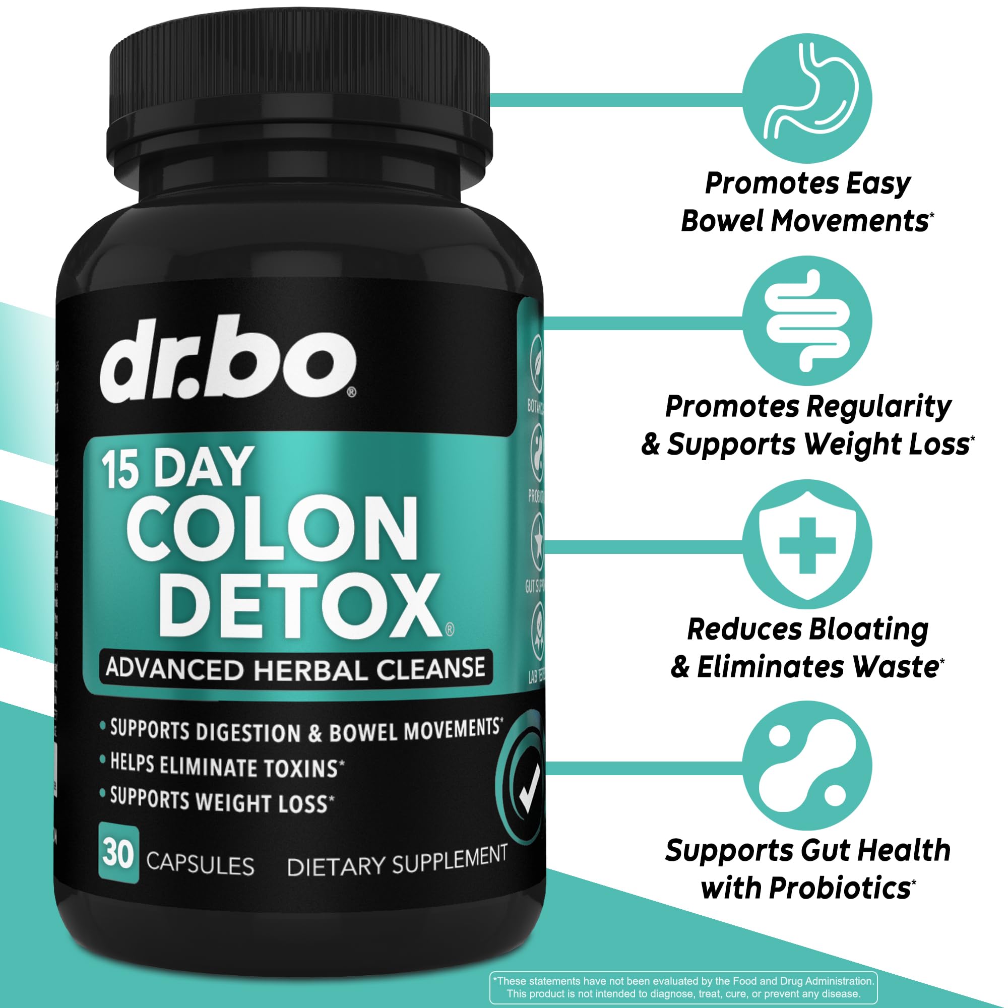 Colon Cleanser Detox for Weight Flush - 15 Day Intestinal Cleanse Pills & Probiotic - Fast Natural Laxative for Constipation Relief - Bowel Movement Supplements for Stomach Bloating, Gut Loss Support DR. BOAu supplements