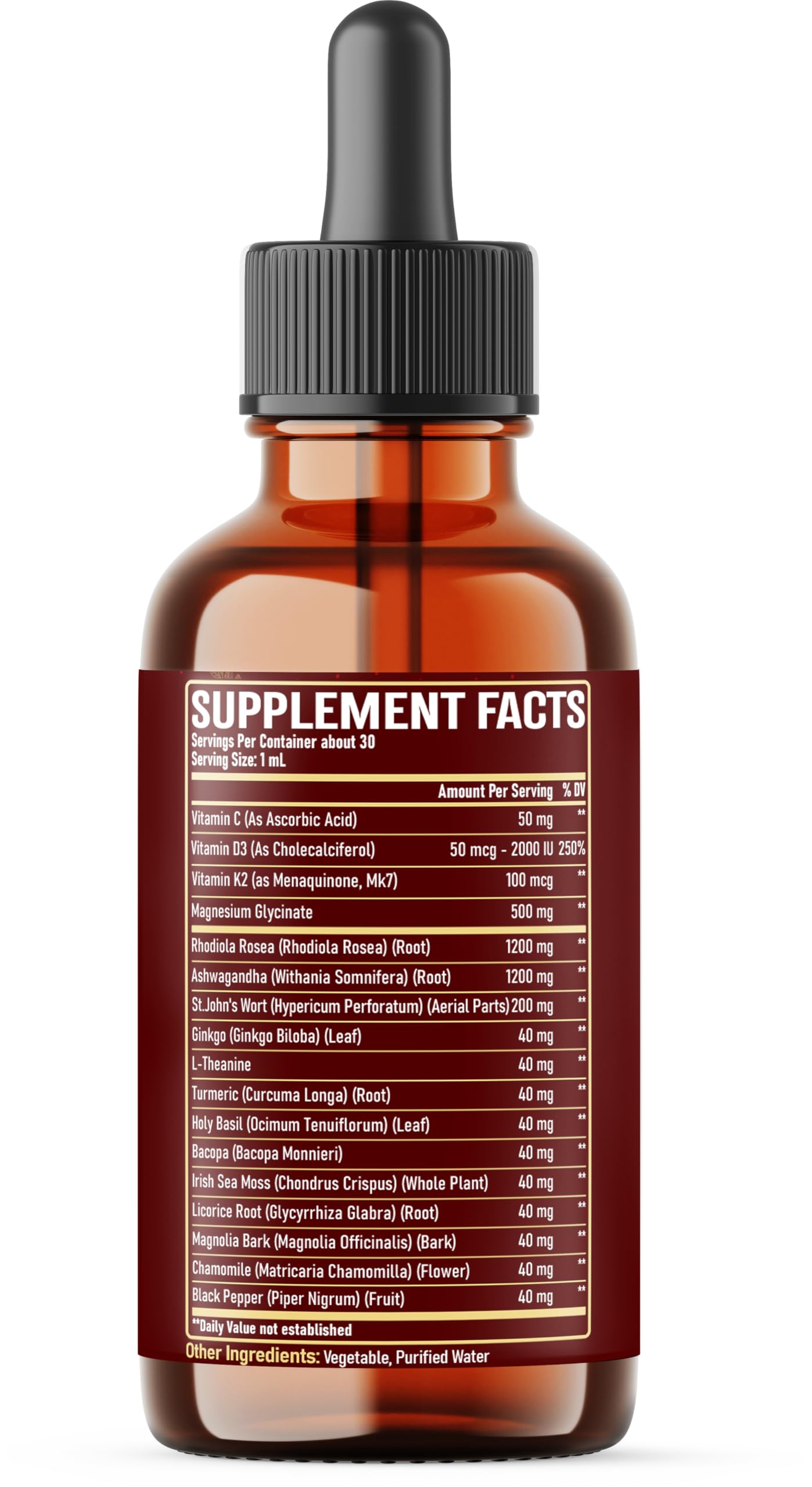 NUQIIT 17in1 Rhodiola Rosea Liquid Drops Tincture w/Ashwagandha Magnesium, L-Theanine. Ultra Rhodiola Cortisol Supplement, Rhodiola Root for Mood, Energy - 1 FL Oz - 60 Day Supply NUQIITAu supplements