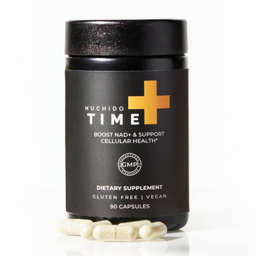 Nuchido Time+ NAD Supplement for Men & Women - Advanced Formula for Healthy Aging, Energy, Focus, Cellular Health & Longevity - Nicotinamide, Alpha Lipoic Acid, Quercetin - 90 Capsules Nuchido Time+Au supplements