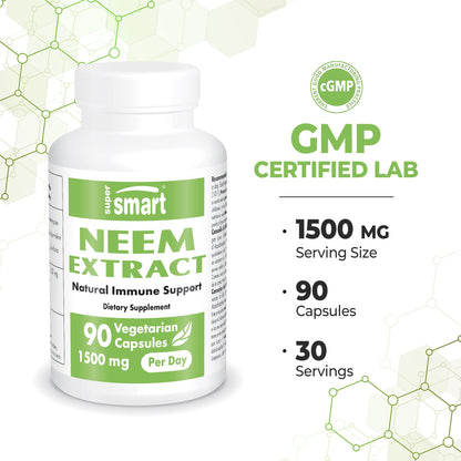Supersmart - Neem Supplement 1500 mg per Day (Azadirachta Indica Leaf Oil Extract) SupersmartUS supplements