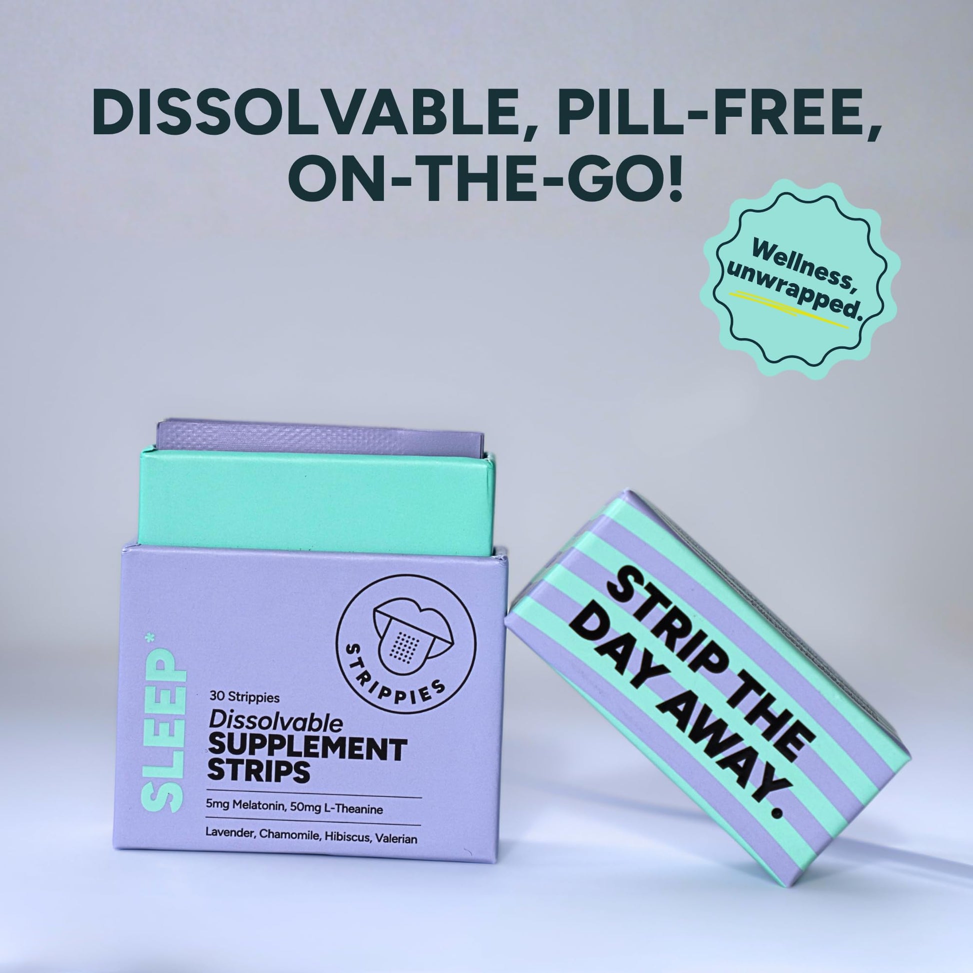 STRIPPIES Dissolvable Sleep Strips – Fast-Acting Melatonin 5mg with L-Theanine, Lavender, Chamomile, Hibiscus & Valerian – Natural Cranberry Flavor – 90 Strips STRIPPIESAu supplements