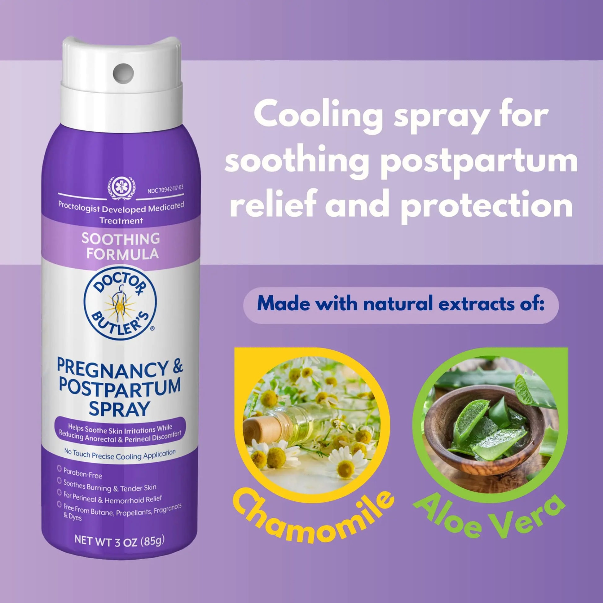 Doctor Butler's Pregnancy & Postpartum Spray - Perineal Spray and Hemorrhoid Treatment with Aloe and Chamomile, Pregnancy Support and Postpartum Essentials, Paraben Free (3oz) Doctor Butler'sAu supplements