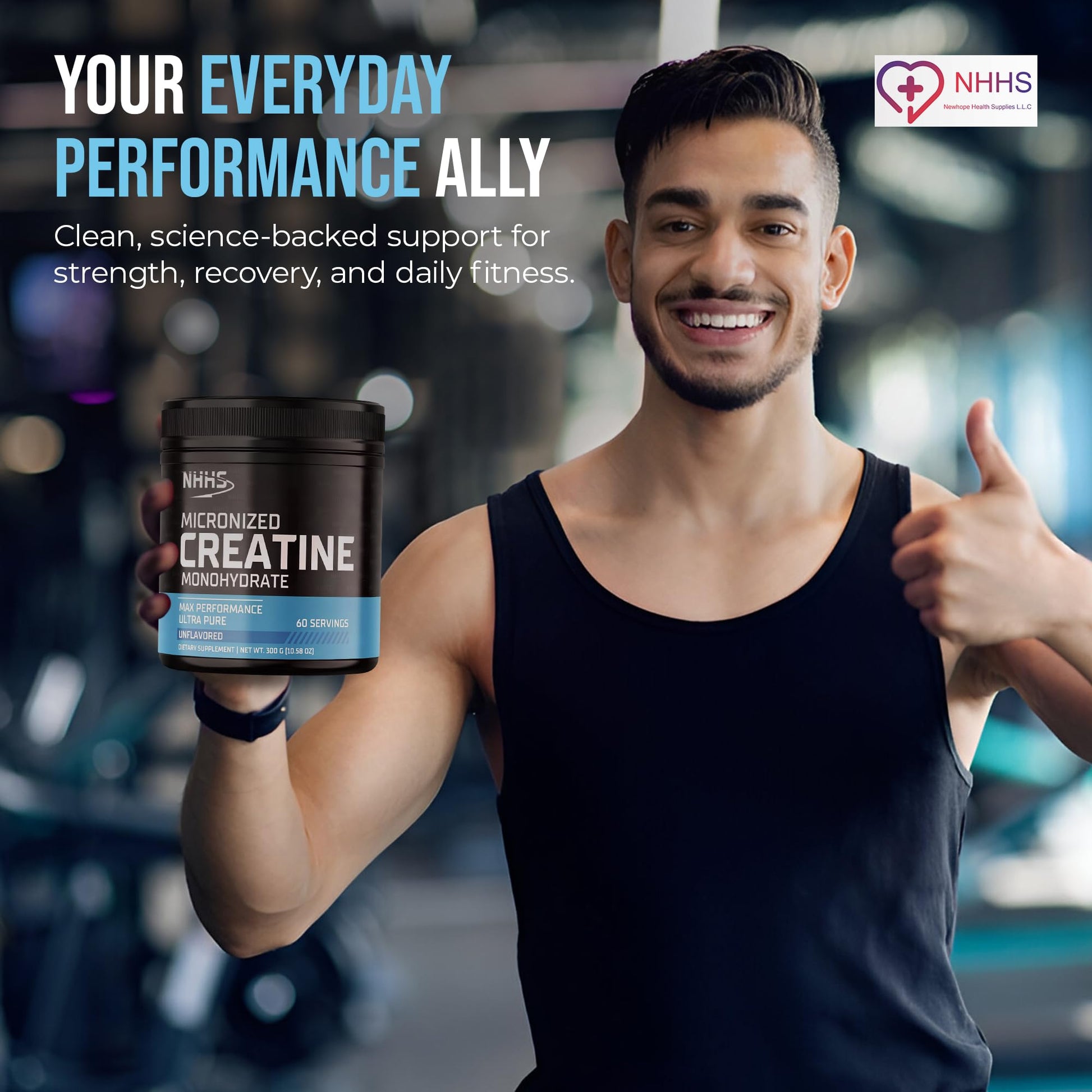 NHHS Micronized Creatine Monohydrate – Supports Strength & Muscle Performance | Ultra-Pure, Unflavored, 60 Servings, 300 Grams – Made in USA, Gluten-Free, Non-GMO NHHSAu supplements