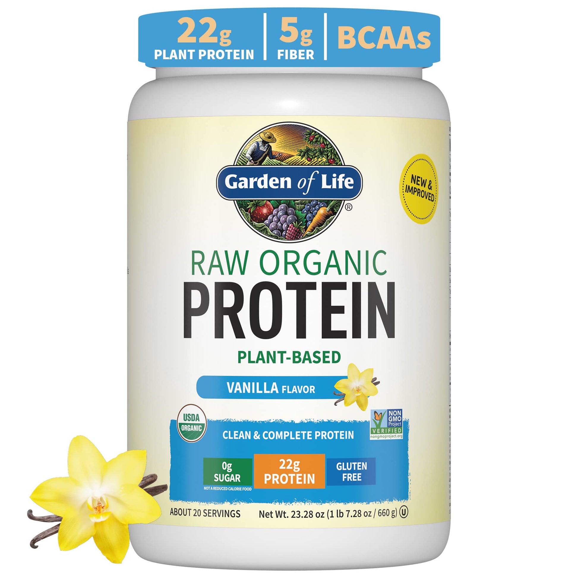 Organic Vegan Vanilla Protein Powder - Garden of Life – 22g Complete Plant Based Raw Garden of LifeUS supplements