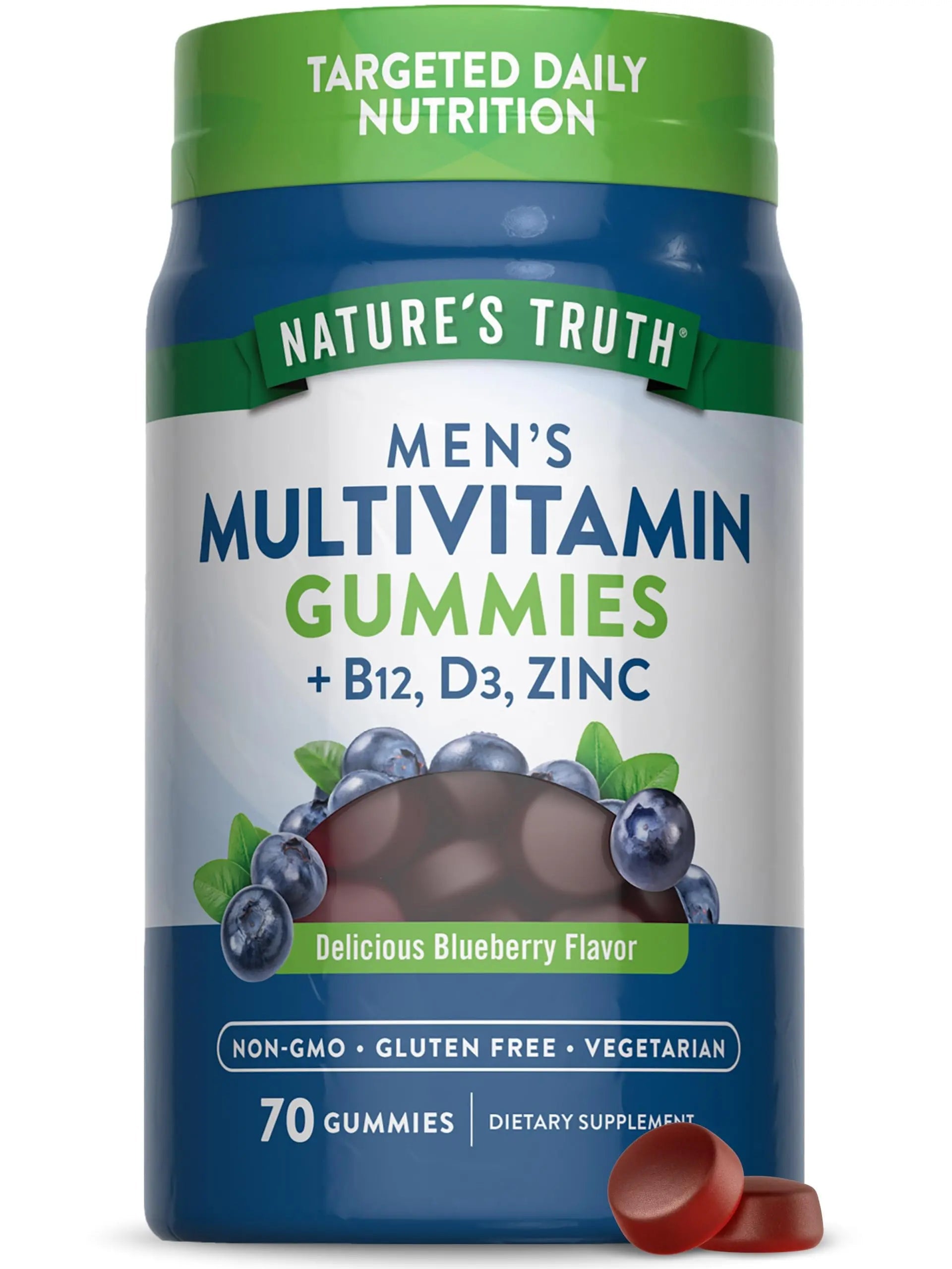 Nature's Truth Multivitamin for Men Gummies | 70 Count | Blueberry Flavor | with B12, D3 & Zinc | Nature's TruthAu supplements