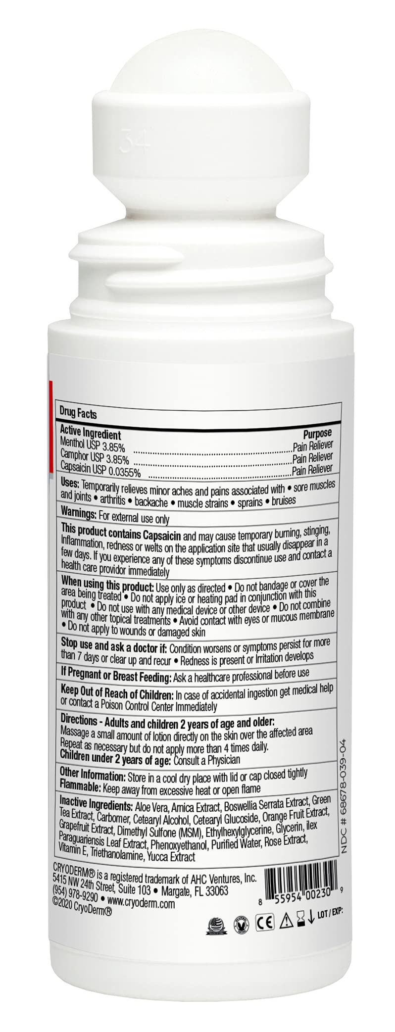 Pkg of 3 CryoDerm Heat Roll-On CryoDermAu supplements