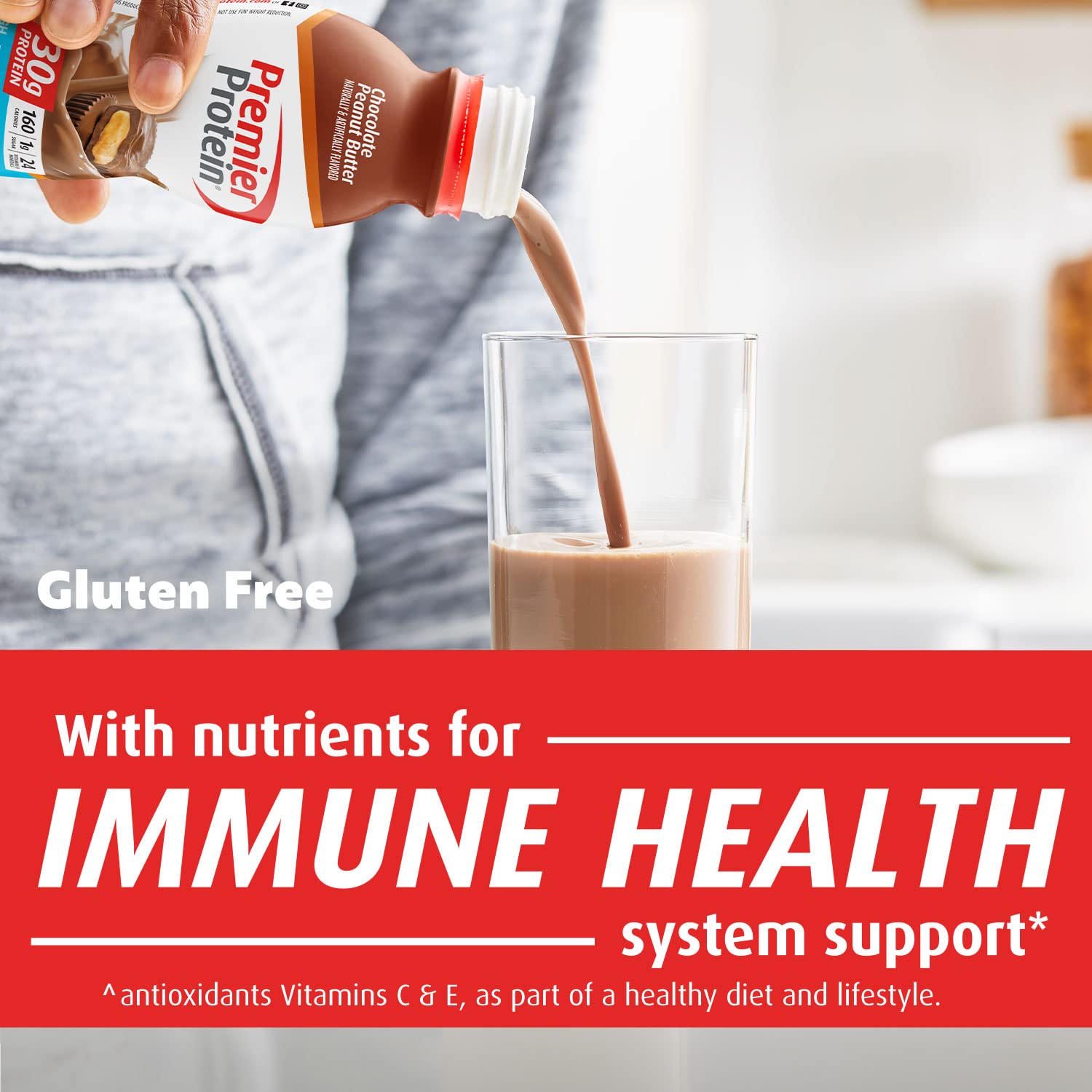 Premier Protein Shake, Chocolate Peanut Butter Liquid, 30g Protein, 1g Sugar, 24 Vitamins Premier ProteinUS supplements