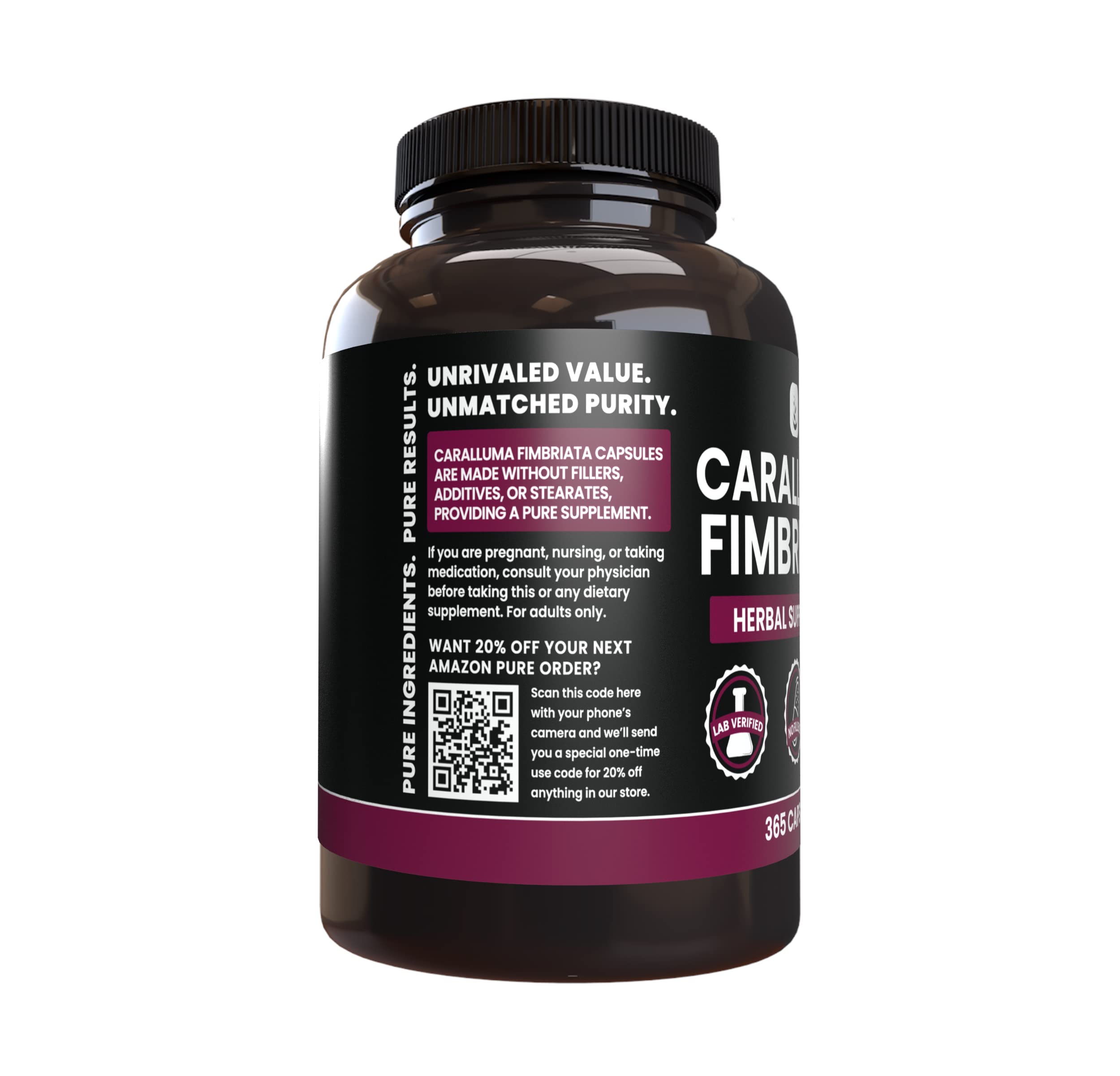 PURE ORIGINAL INGREDIENTS Caralluma Fimbriata (365 Capsules) No Magnesium Or Rice PURE ORIGINAL INGREDIENTSAu supplements