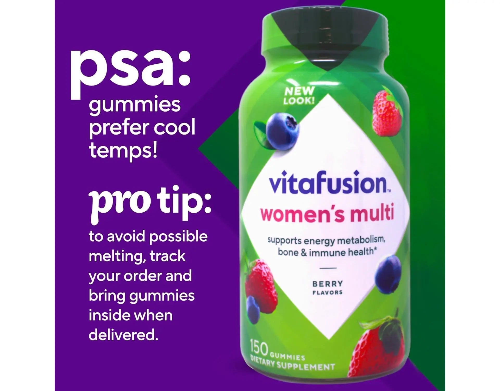 Vitafusion 150 Count with Vitamins A, C, D, E, B-6 and B-12 Womens Multivitamin Gummies, Berry Flavored Daily Vitamins for Women VitafusionAu supplements