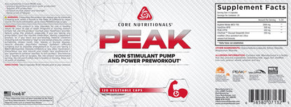 Core Nutritionals Peak, Non-Stimulant Preworkout with VasoDrive-AP and Peak ATP Core NutritionalsUS supplements