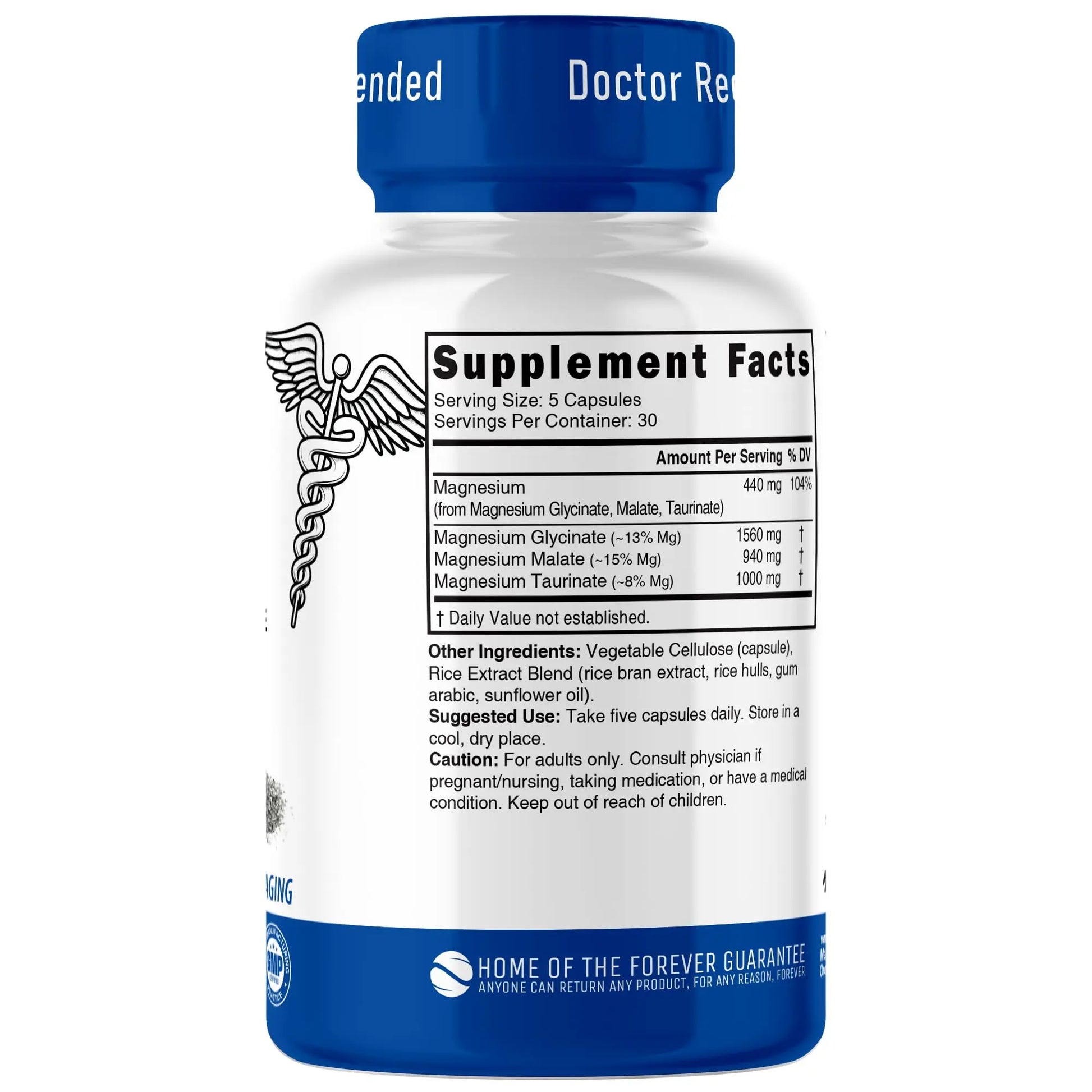 Nutri Triple Magnesium Complex 440mg - Magnesium Glycinate, Malate, & Taurinate - 100% Chelated for Maximum Absorption - 120 Vegan Capsules - Triple Complex Magnesium - Magnesio Triple Complex Nature's Fusionsnz supplements
