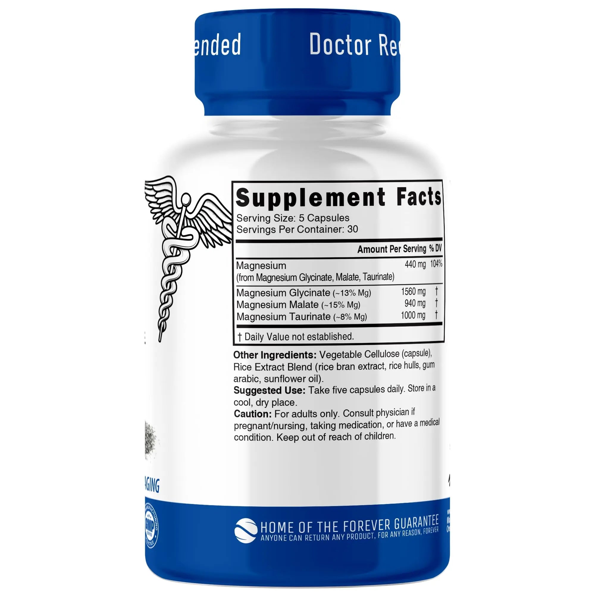 Nutri Triple Magnesium Complex 440mg - Magnesium Glycinate, Malate, & Taurinate - 100% Chelated for Maximum Absorption - 120 Vegan Capsules - Triple Complex Magnesium - Magnesio Triple Complex Nature's Fusionsnz supplements