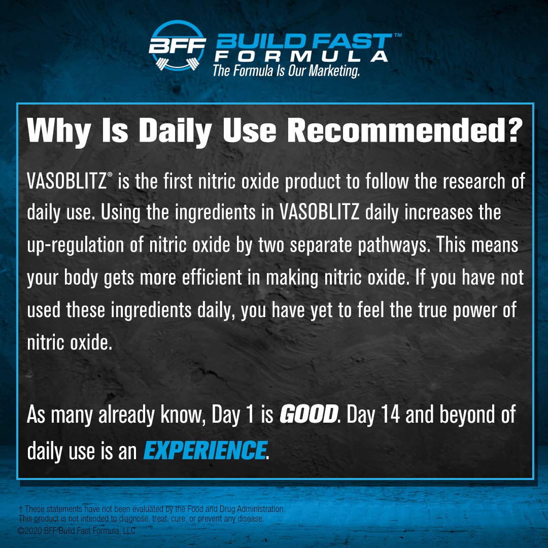 VASOBLITZ Award Winning Dual Nitric Oxide Pre Workout with NO3T Arginine Nitrate BFF Build Fast FormulaAu supplements