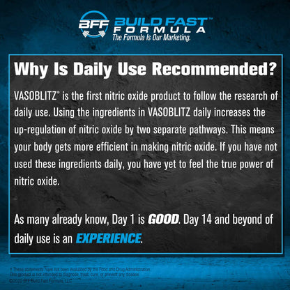VASOBLITZ Award Winning Dual Nitric Oxide Pre Workout with NO3T Arginine Nitrate BFF Build Fast FormulaUS supplements