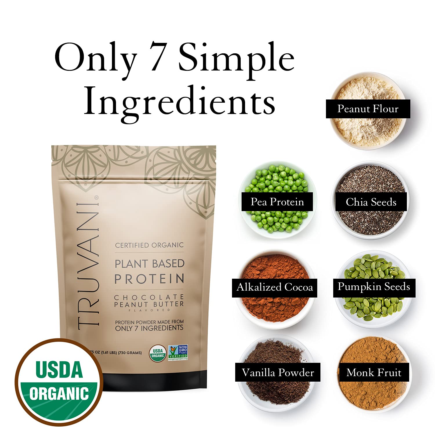 Truvani Vegan Chocolate Peanut Butter Protein Powder - 20g Plant-Based Protein, Gluten TruvaniUS supplements