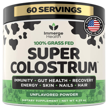 Immerge Health Super Colostrum Powder (60 Servings) – Premium Bovine Colostrum Supplement for Gut Health, Bloating & Immune Support – High IgG, 100% Grass Fed First Milking, Unflavored, Made in USA ImmergeHealth.comAu supplements
