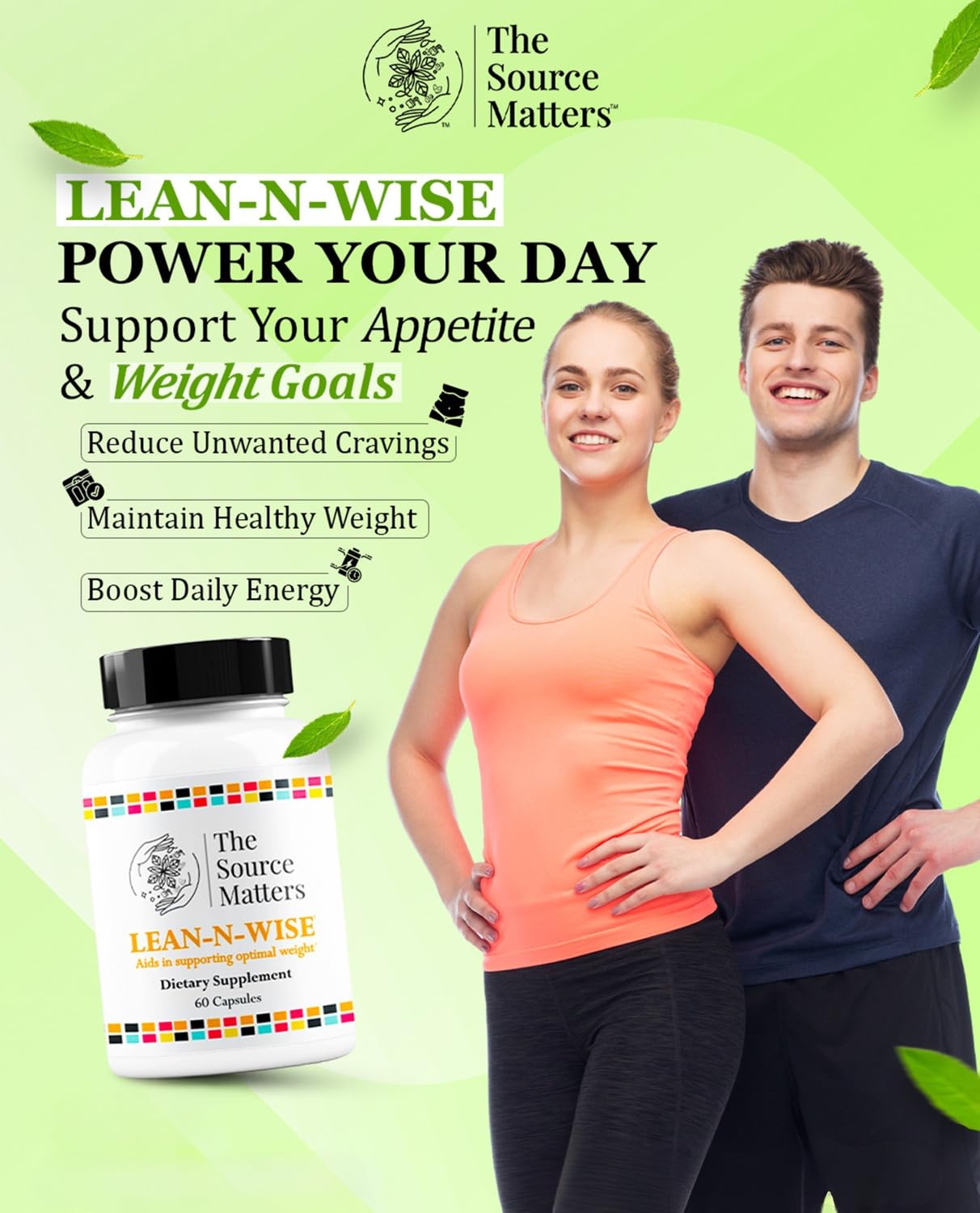 Lean-N-Wise Digestion & Energy Support with Green Coffee Bean, Hibiscus, Lemon Verbena & Magnesium Citrate | Plant-Based Formula for Daily Wellness (60 Capsules) THE SOURCE MATTERSAu supplements