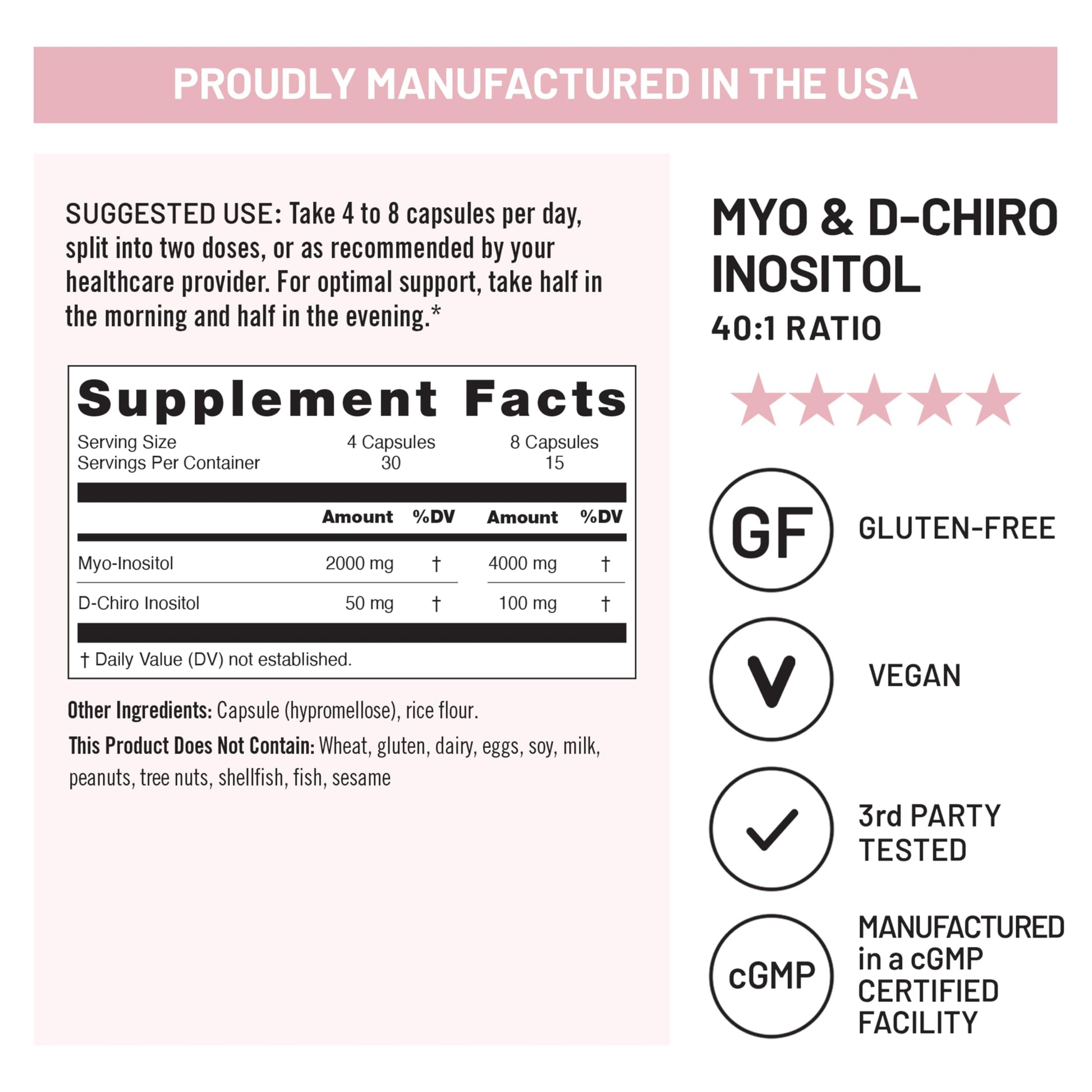 NatureWise Myo-Inositol & D-Chiro Inositol Supplement for Women - Fertility Supplements for Women - Ideal 40:1 Ratio - Myo Inositol 2000mg - Non-GMO, Vegan, USA Manufactured - [30-Day Supply] NatureWiseAu supplements