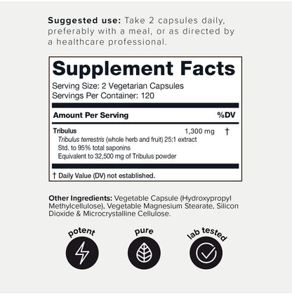 Toniiq Ultra High Strength Tribulus Capsules - 95% Steroidal Saponins - 1300mg Concent ToniiqUS supplements