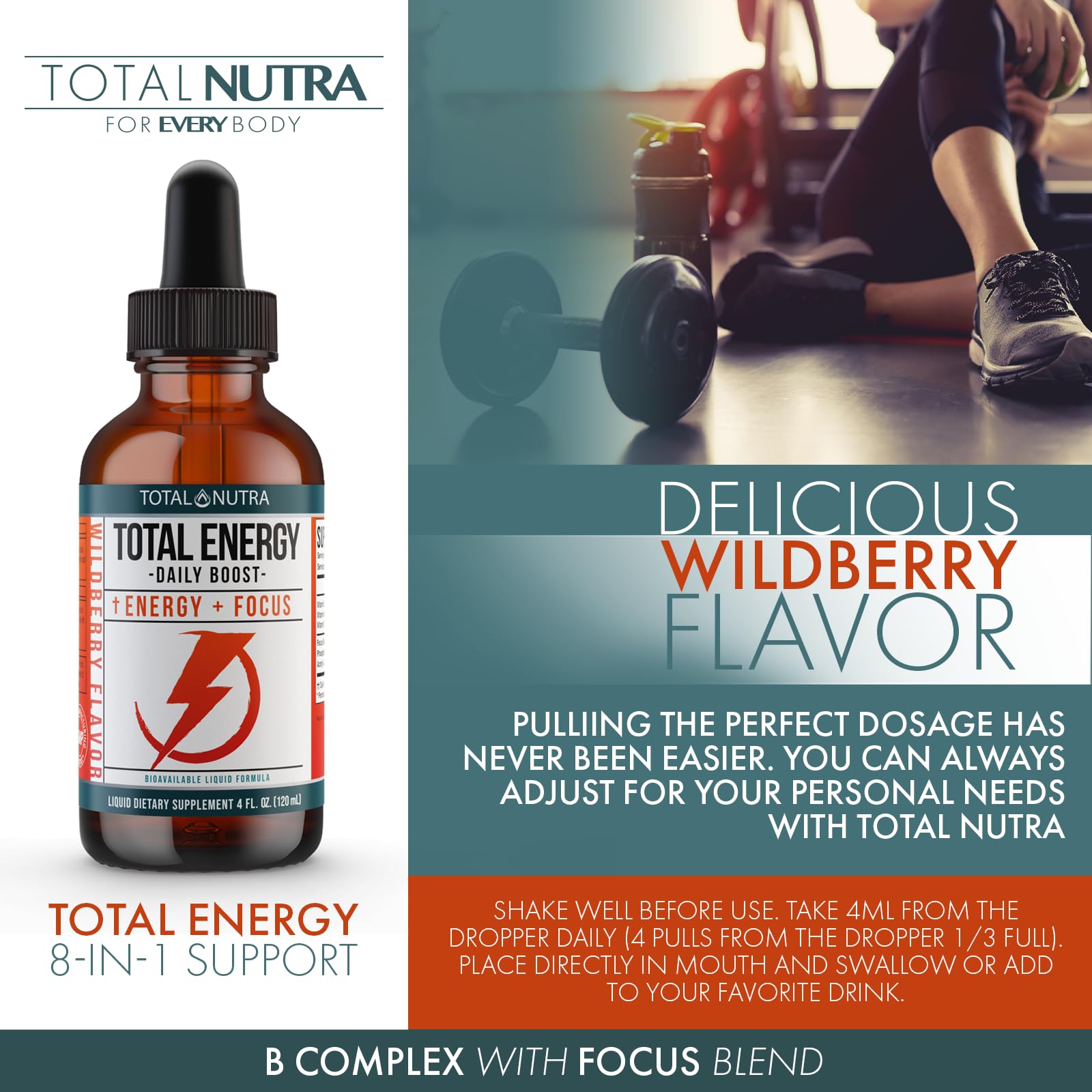Extra Strength Vitamin B Complex Drops- B Vitamins B12, B6, B3- Vegan and Non GMO Total NutraAu supplements