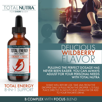 Extra Strength Vitamin B Complex Drops- B Vitamins B12, B6, B3- Vegan and Non GMO Total NutraUS supplements