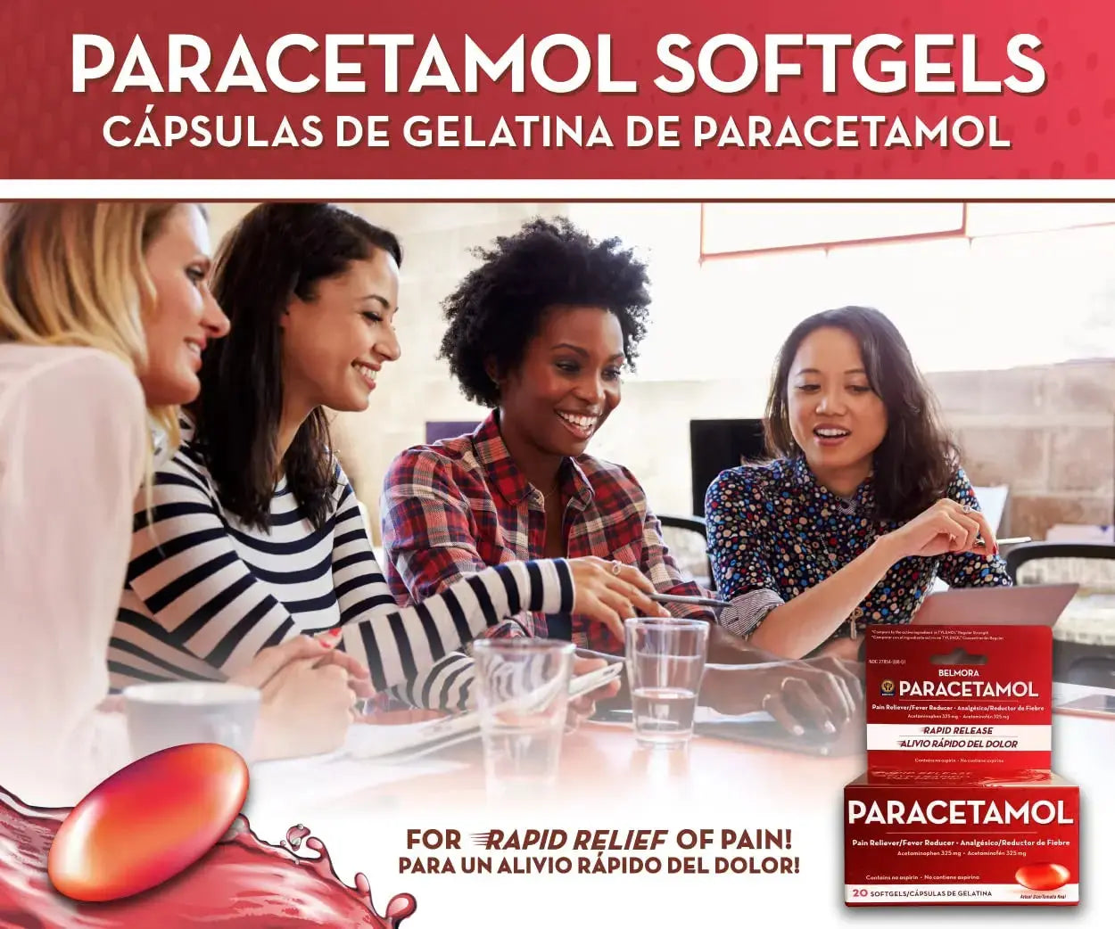 Belmora Paracetamol Acetaminophen 325mg 20 Softgels for Pain Relief, Liquid Filled Capsules for Rapid Release, Fever Reducer for Adults Extra Strength Belmora paracetamolAu supplements