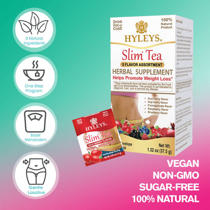 Hyleys Slim Tea 5 Flavor Assortment - Weight Loss Herbal Supplement Cleanse Hyleys TeaUS supplements