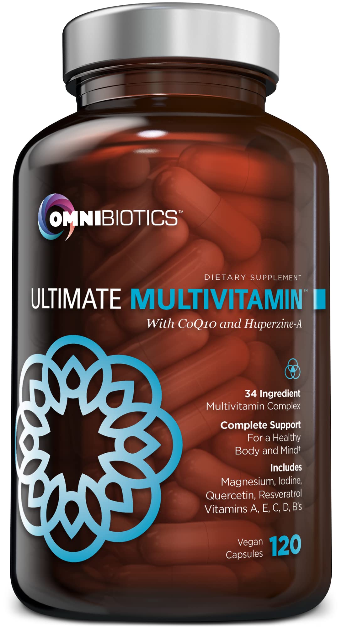 OmniBiotics Ultimate Daily Multivitamin for Women & Men – 34 Essential Ingredients Including Vitamin A, C, D, E, B6, B12, Biotin, Zinc – 120 Vegan Capsules OmniBioticsUS supplements