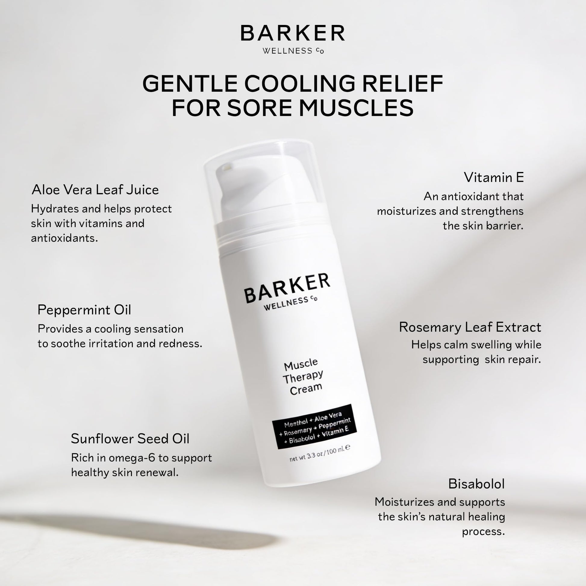 Barker Wellness Soothing Muscle Therapy Cream | Advanced Joint & Muscle Relief for Recovery & Relaxation | Enriched with Antioxidants & Moisturizing Vitamin E | All-Natural Vegan Formula (100ml) Barker Wellness CoAu supplements