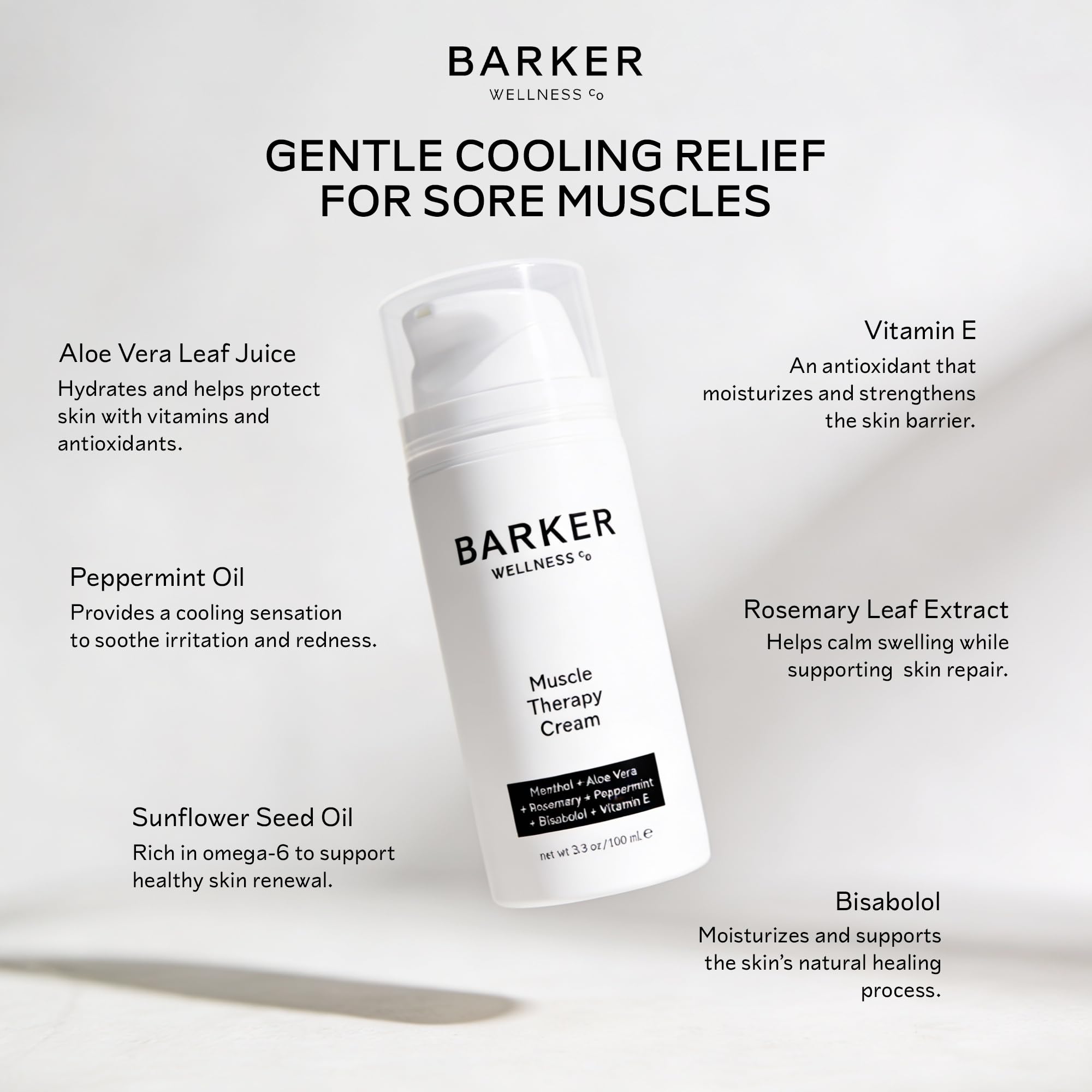 Barker Wellness Soothing Muscle Therapy Cream | Advanced Joint & Muscle Relief for Recovery & Relaxation | Enriched with Antioxidants & Moisturizing Vitamin E | All-Natural Vegan Formula (100ml) Barker Wellness CoAu supplements