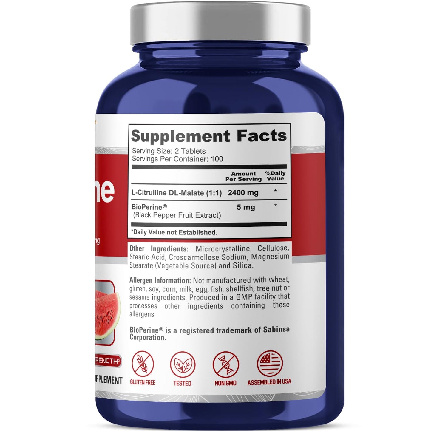 NusaPure L-Citrulline 2,400mg 200 Vegetarian Tablets (Non-GMO, Gluten Free) NusaPureUS supplements