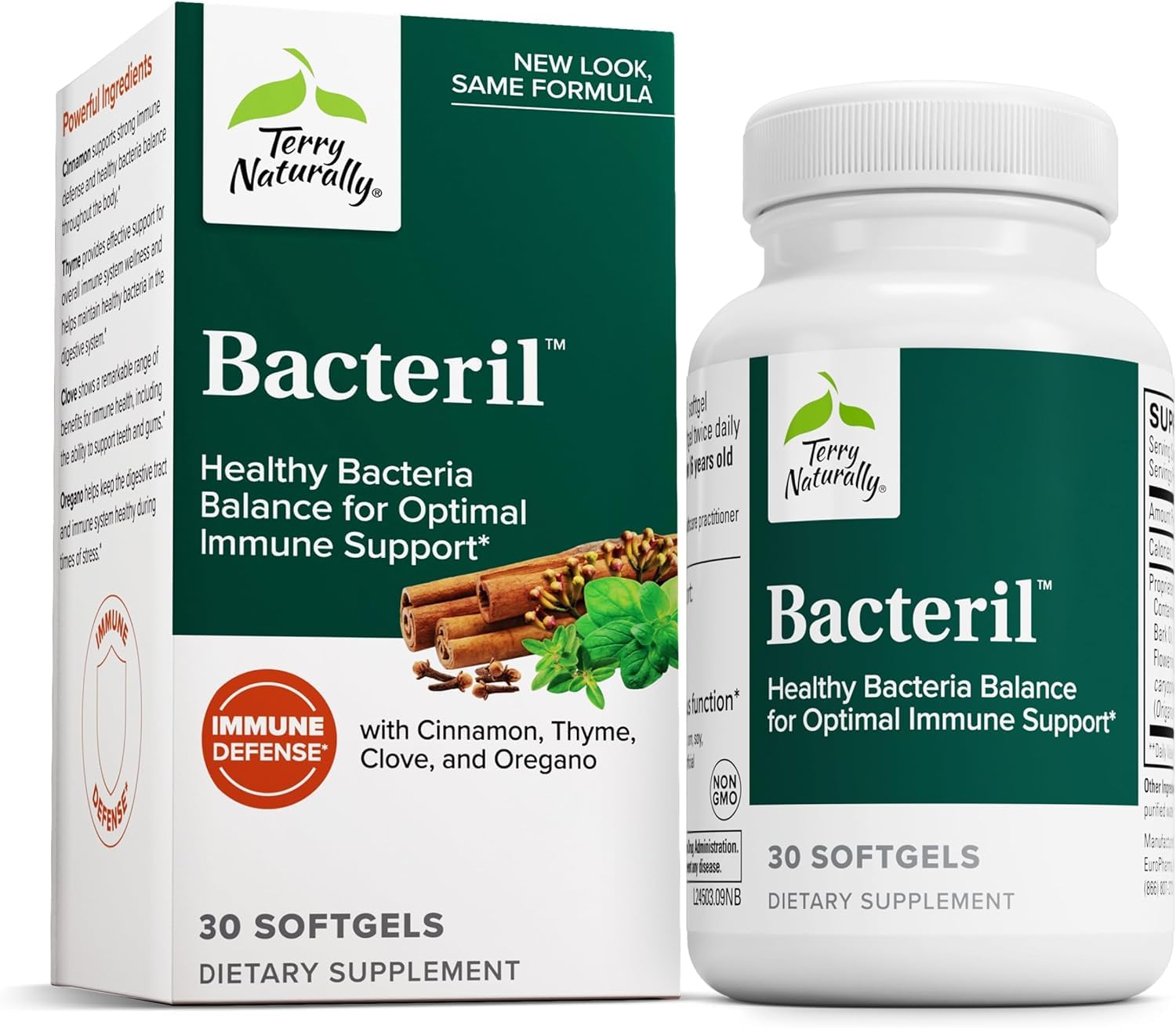 Terry Naturally Bacteril - Intestinal Support Supplement with Clove, Cinnamon, Thyme & Oregano - Immune Support Supplement with Antioxidant Support - Intestinal Support - 30 Softgels Terry NaturallyAu supplements
