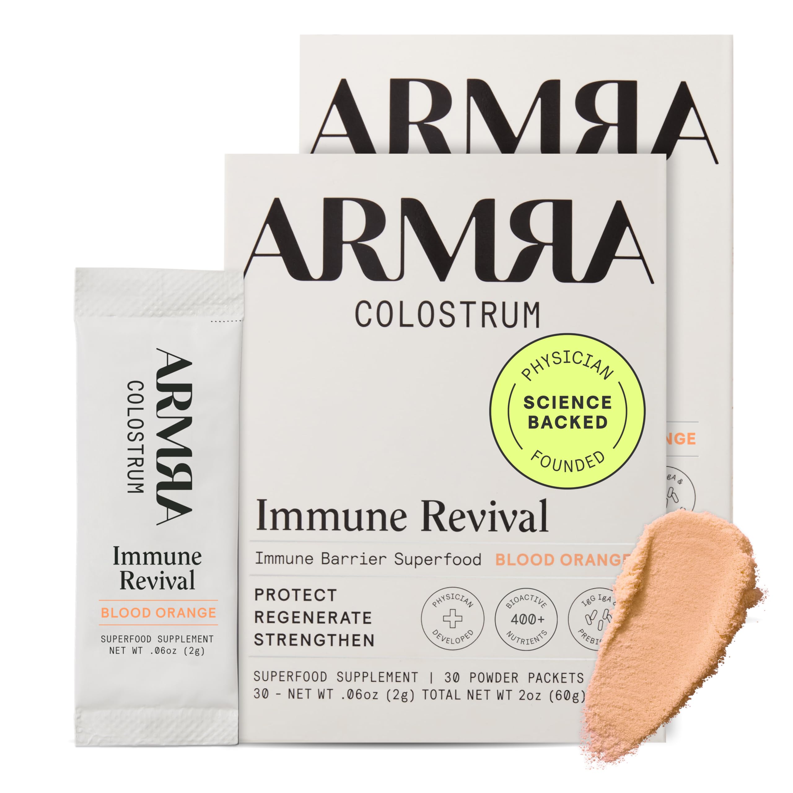ARMRA Colostrum Powder | Blood Orange | Gut Health & Bloating | Skin & Hair | Immunity | Keto, Gluten & Fat-Free | 60 Servings ARMRAUS supplements