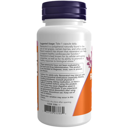 NOW Supplements, Extra Strength Resveratrol 350mg, Natural Trans Resveratrol from 700 mg NOWUS supplements