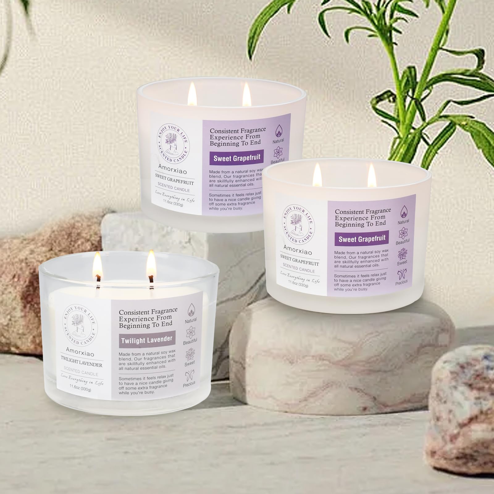 3 Pack Candles for Home Scented, 34.8 oz 240 Hour Long Lasting Candles Set, Grapefruit &Lavender ROSIANSAu supplements