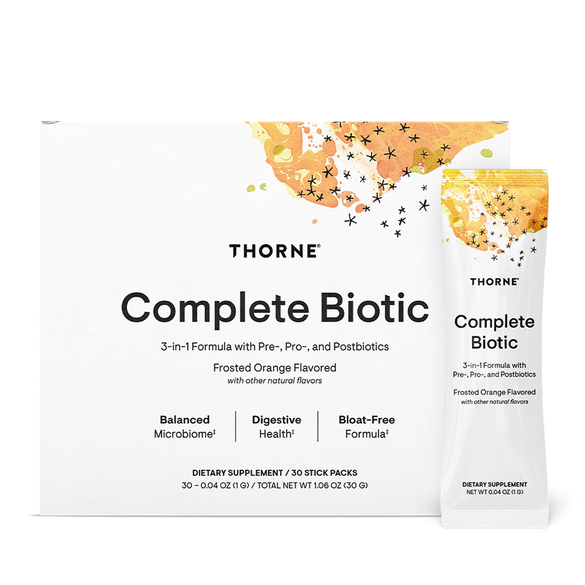 THORNE - Complete Biotic - Probiotic, Prebiotic & Postbiotic for Women, Men & Kids - Supports Gut, Digestive & Immune Health* - Occasional Constipation, Diarrhea, Gas & Bloating Relief* - 30 Servings THORNEAu supplements