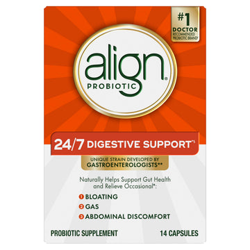 Align Probiotic, 24/7 Digestive Support*§, Probiotics for Women and Men, Probiotics for Digestive Health, Men and Womens Probiotic Capsules Help Relieve Occasional Bloating & Gas*, 14 Capsules AlignAu supplements