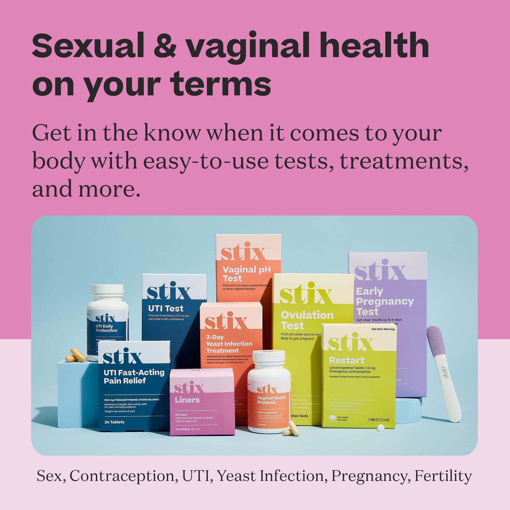 Stix Vaginal Health Probiotic & 3-Day Yeast Infection Treatment - Maintain pH Balance, Vaginal Microbiome Get StixAu supplements