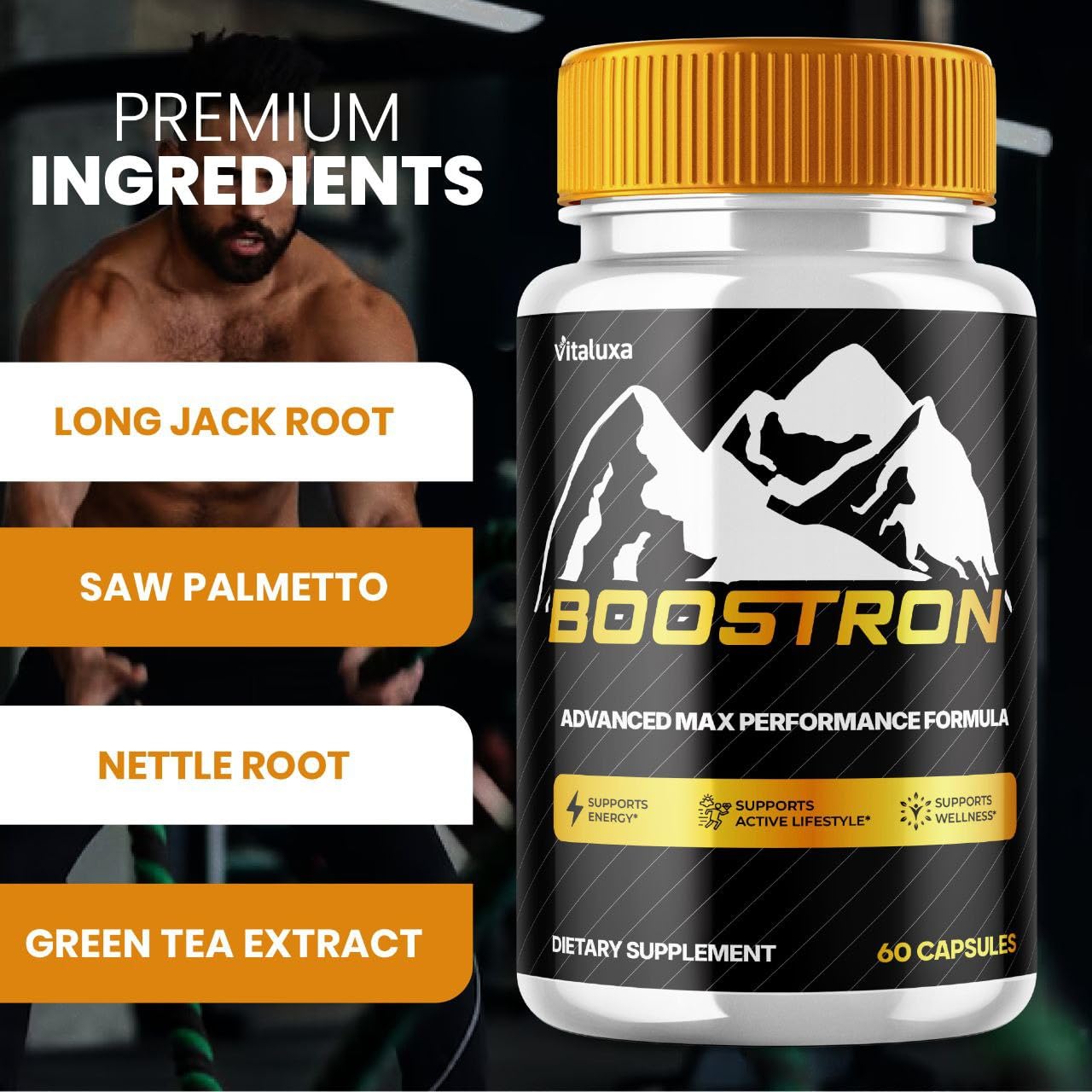 Boostron Capsules, Boostron Supplement Pills - Boostrom Maximum Strength Performance Blend Premium Advanced Formula All Natural Ingredients for Advanced Health Vitamin Support Reviews (60 Capsules) VitaluxaAu supplements