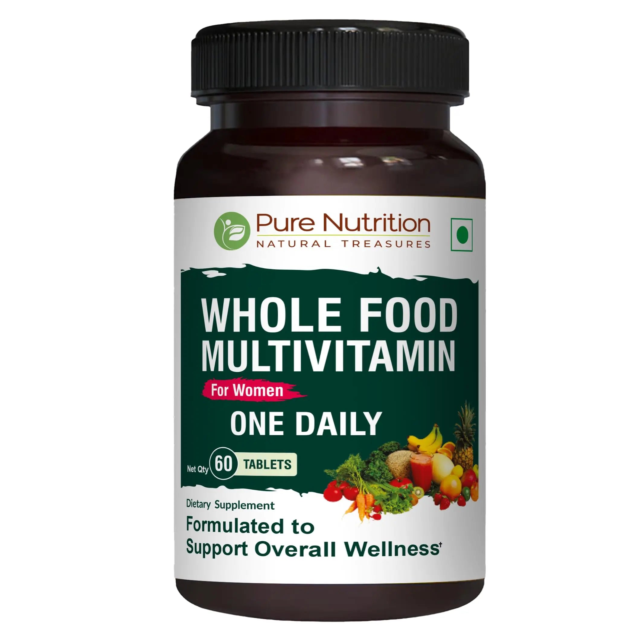 Pure Nutrition Whole Food Multivitamin for Women | 60 Tabs | One-A-Day | 100% RDA | 24 Natural Vitamins and Minerals | PURE NUTRITION NATURAL TREASURESAu supplements