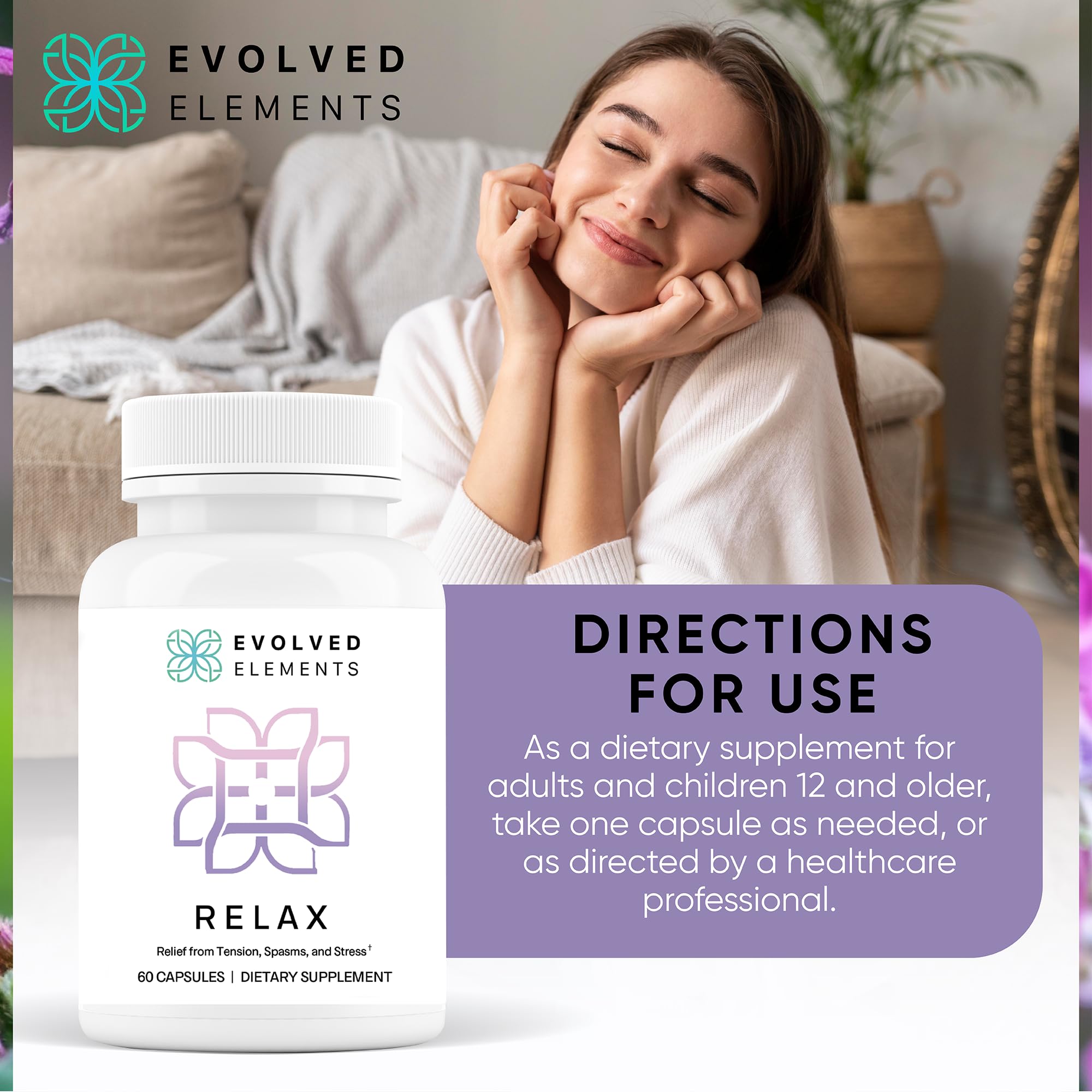 Evolved Elements All-Natural Muscle Relaxer | 60 Capsules | Spasm Relief with Magnesium, Passion Flower, and Valerian Root | Relieves Muscle Spasms, Tension, and Promotes Calmness Evolved ElementsAu supplements