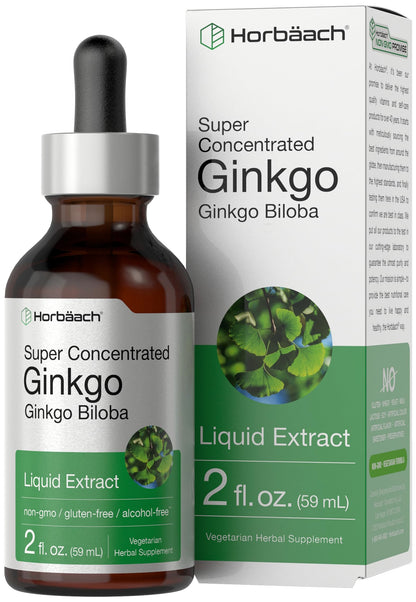 Ginkgo Biloba Extract Liquid 2 fl oz | Alcohol-Free Herb Supplement | Vegetarian HorbäachUS supplements