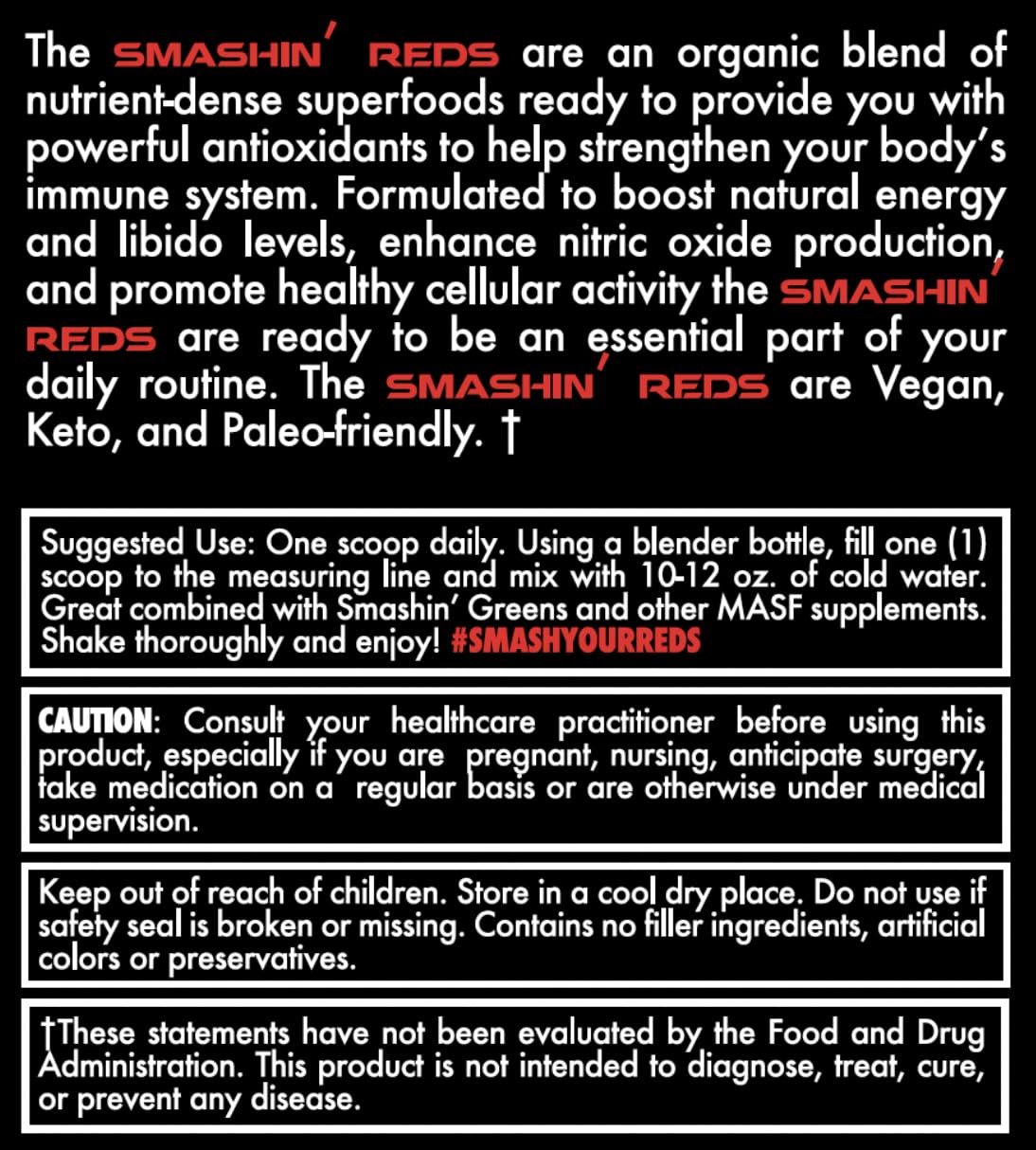 MASF Smashin' Reds Organic Superfood Supplements - 15 Servings - NSF Sport, Super Reds for Digestive Health, Energy, Endurance, Beet Root, Maca, Turmeric, Ginger, Acai, Nitric Oxide Production MASFAu supplements