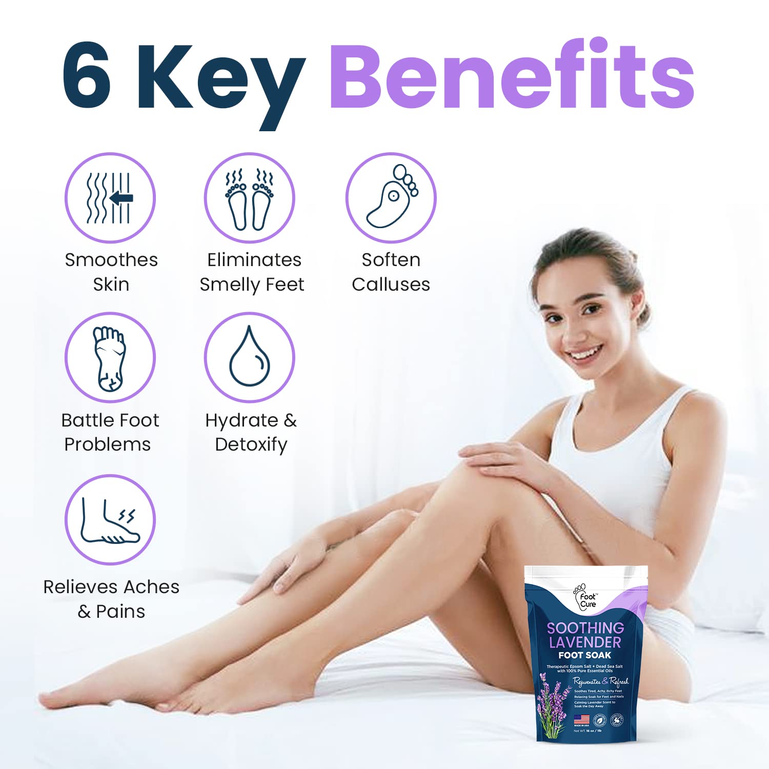 Soothing Lavender Foot Soak with Epsom Salt - Best Toenail Treatment, & Softens Calluses FOOT CUREUS supplements