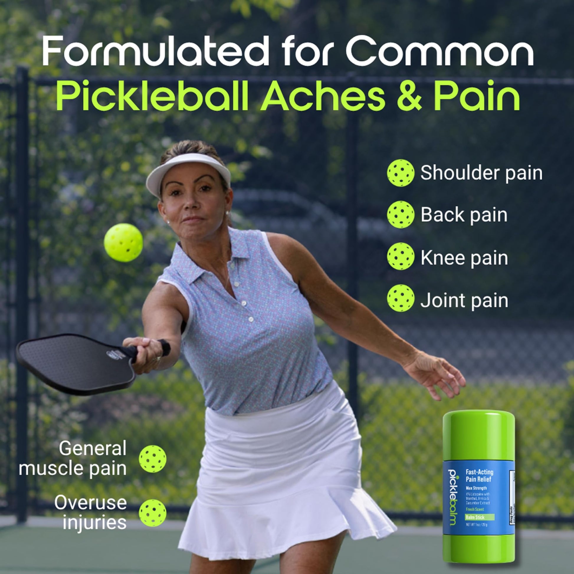 PickleBalm Pickleball In-Game Muscle Pain Relief Balm Stick with 4% Lidocaine, Arnica, Menthol, Cucumber Seed Extract for Shoulders, Knees, Wrists, and More, 1oz Stick PickleBalmAu supplements