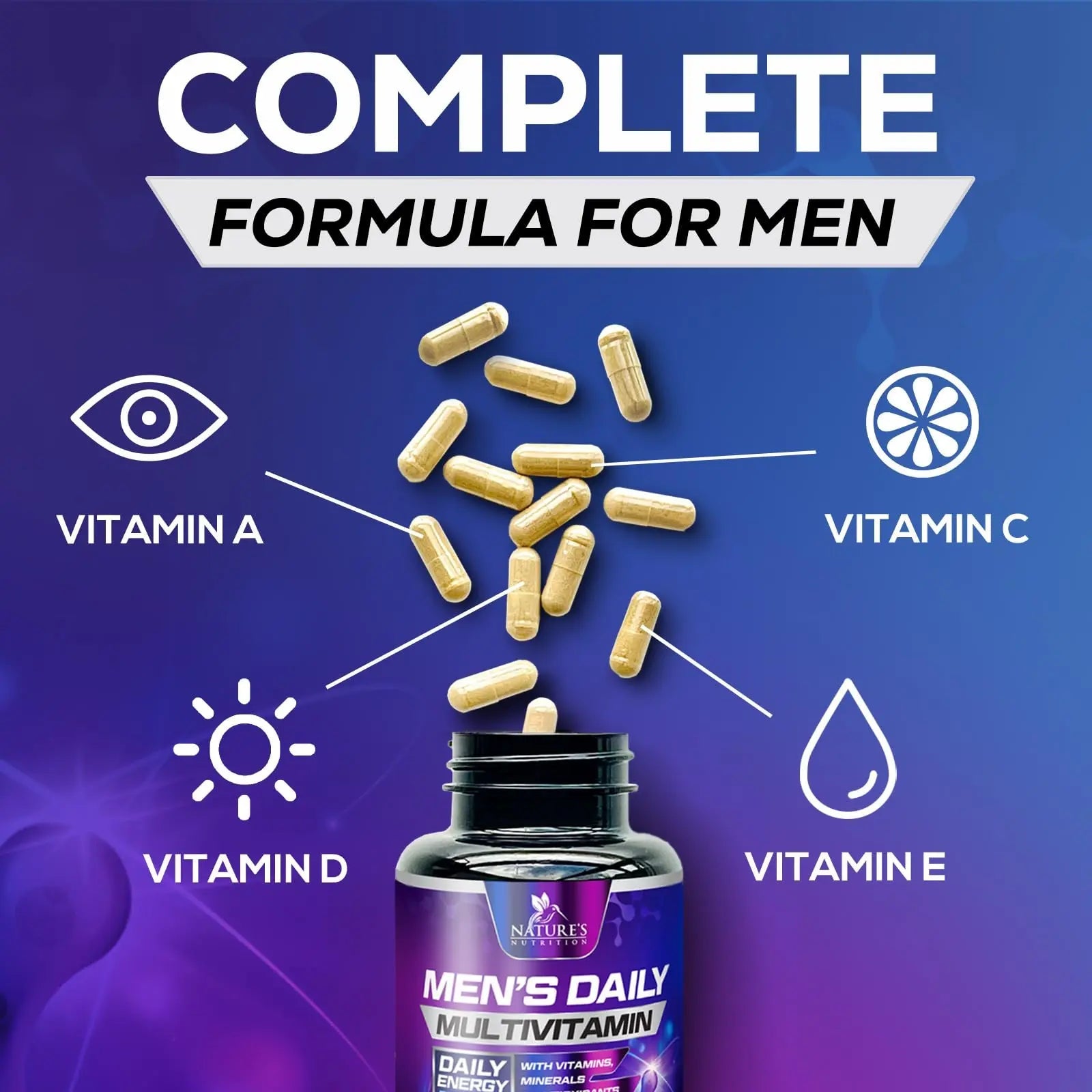 Multivitamin for Men - Advanced Supplement with Full-Spectrum Formula, Essential Vitamins A, C, D, E, & Zinc - High Potency B Vitamins Multi Nature's NutritionAu supplements